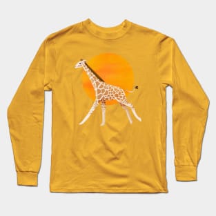 Giraffe and Sun | Color Illustration Long Sleeve T-Shirt